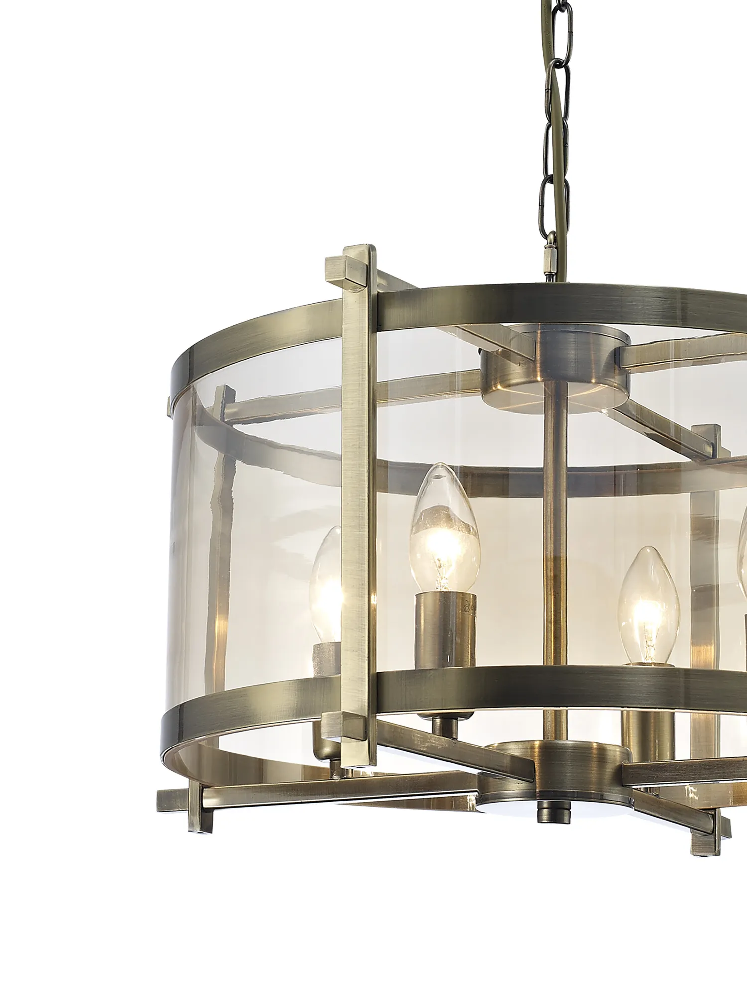 Nolan 46cm Glass Pendant 4 Light Antique Brass D0090  Deco Nolan
